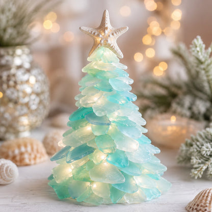 ⏳ Last Day 49% OFF – 🎅 Beginner-Friendly DIY Lighted Sea Glass Santa Christmas Decor Kit | Complete Kit with Sea Glass Pieces, Warm Fairy Lights & Step-by-Step Guide Included 💕