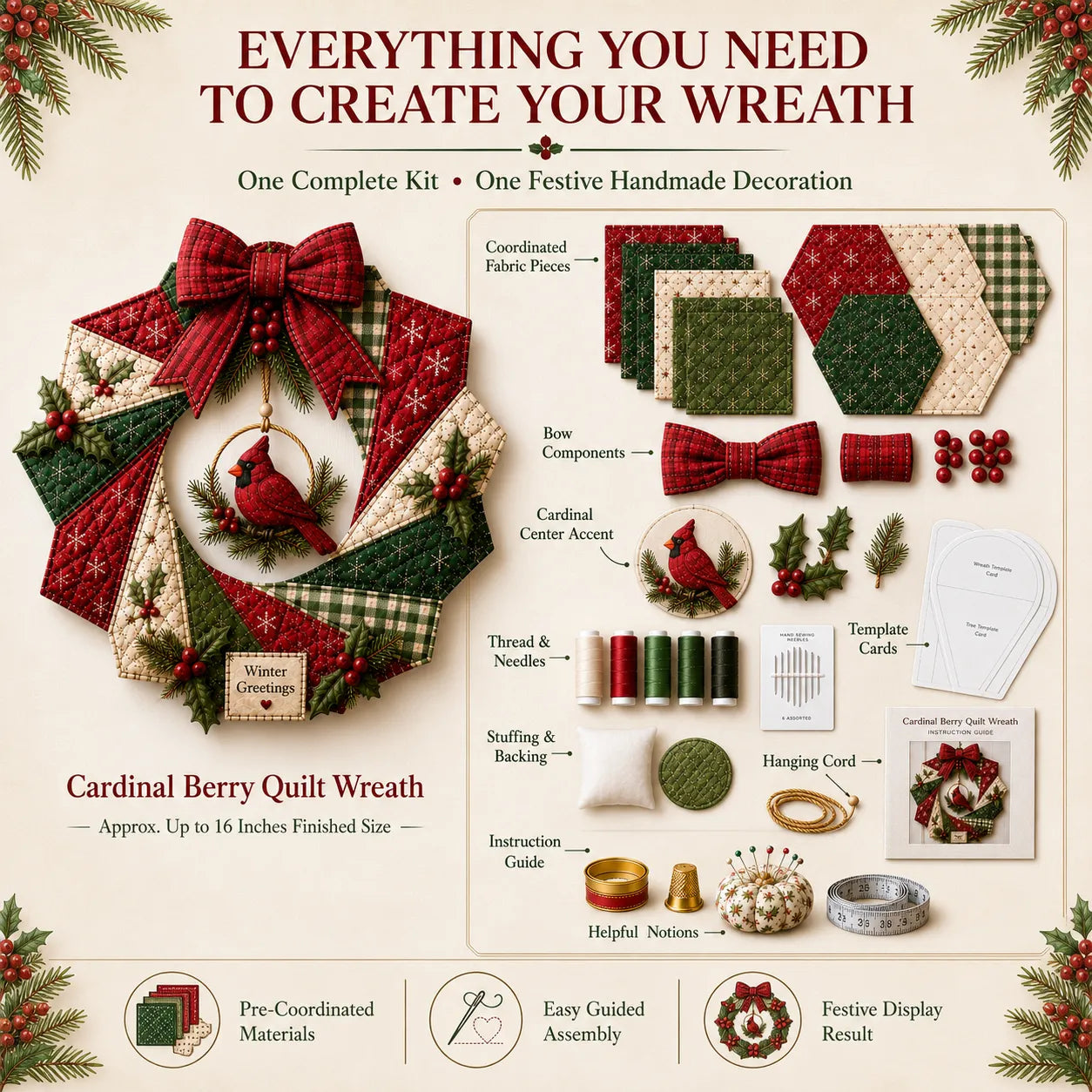 Christmas Fabric Wreath DIY Kit – A Keepsake You’ll Hang with Pride Year After Year💫