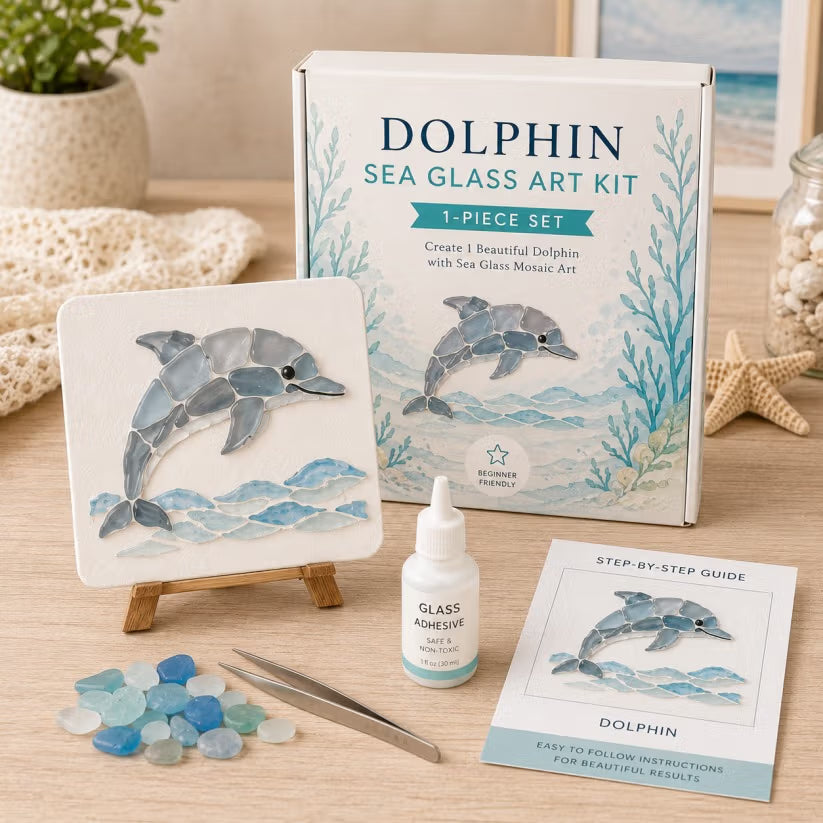 🐋🌊 DIY Sea Glass Mosaic Art Kit – Create Beautiful Ocean-Inspired Artwork with Colorful Glass Pieces