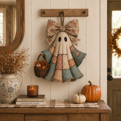 Lighted Vintage Patchwork Ghost Door Hanger