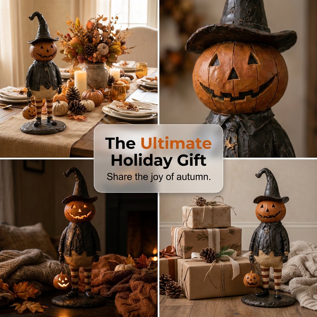 🎃 Pumpkin Witch Lantern Halloween Statue