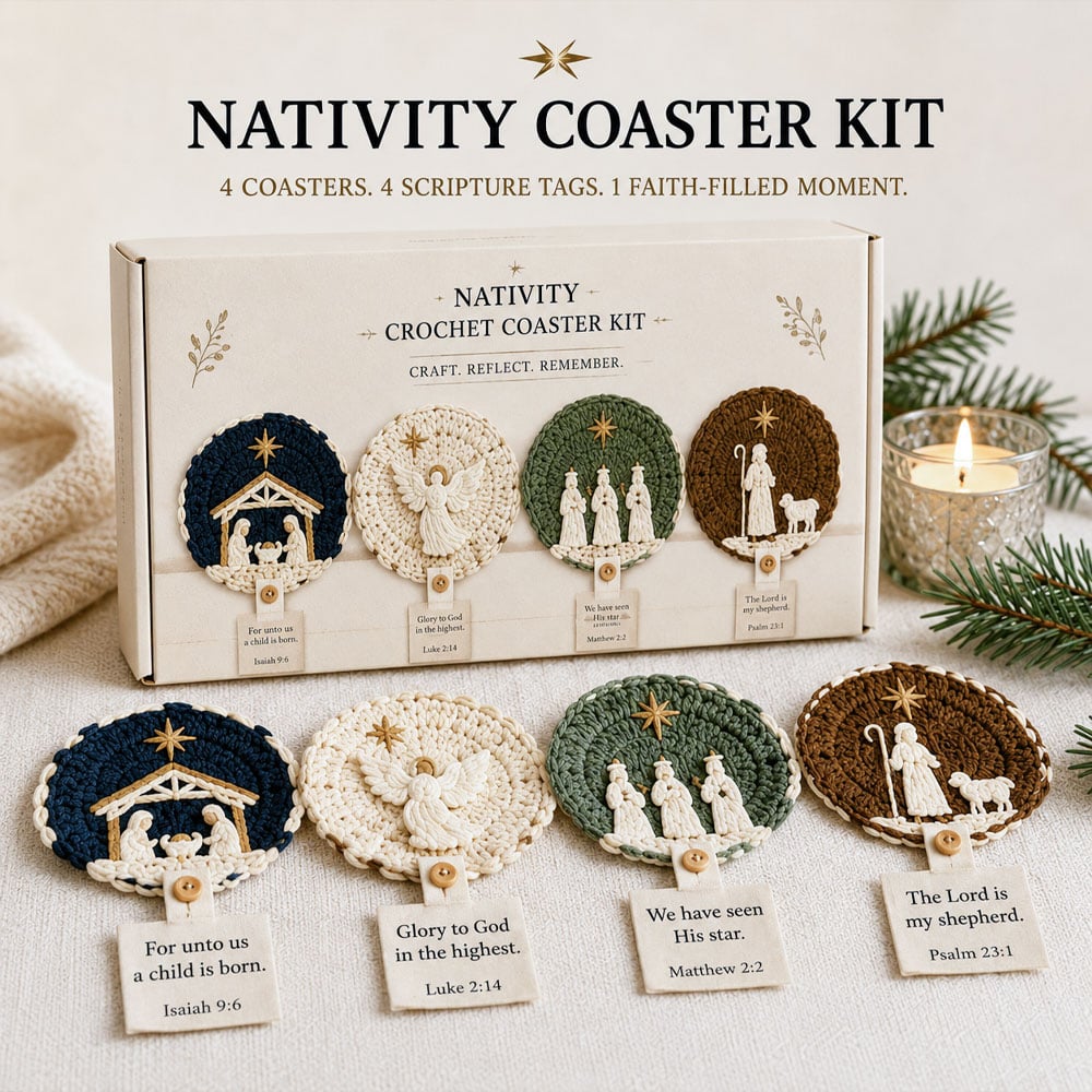 🔥LAST DAY 49% OFF - DIY Nativity Crochet Coaster Kit – A Meaningful Christmas Craft