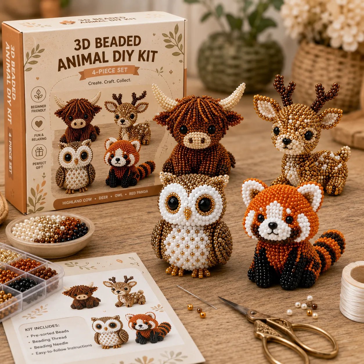 🧵✨ Petite 3D Beaded Animal Craft Kit