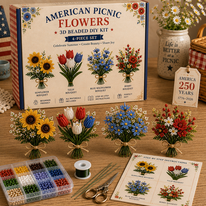 America 250 Beaded Bouquet DIY Kit – Limited Edition Patriotic Craft Collection