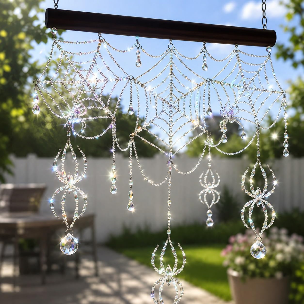 🕷️ Handmade 3D Crystal Spiderweb Suncatcher | Ready-to-Hang Window Decor