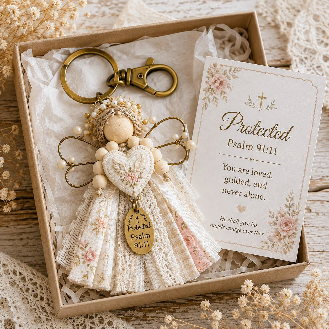 🔥⏳ Last Day 49% OFF – 🪽Inspirational Scripture Keychain Gift Set | Faith Charm, Verse Card & Gift Box
