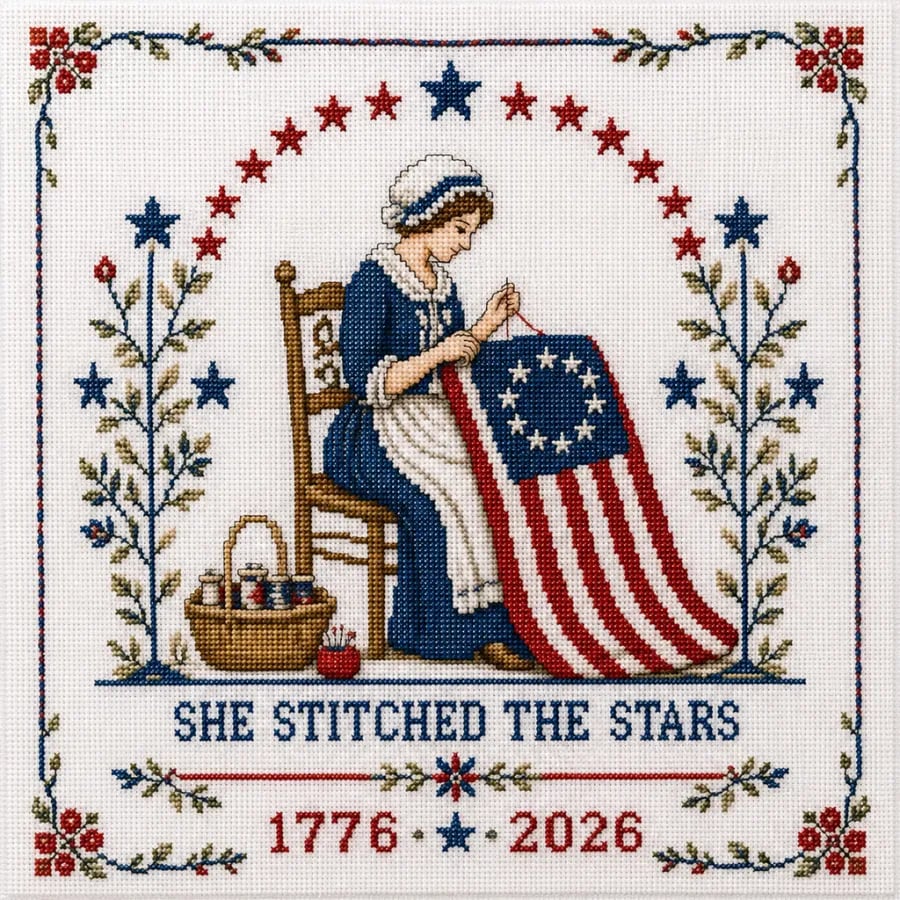 🔥us 250th Anniversary 49% OFF - 🪡 She Stitched The Stars Commemorative Cross Stitch Kit