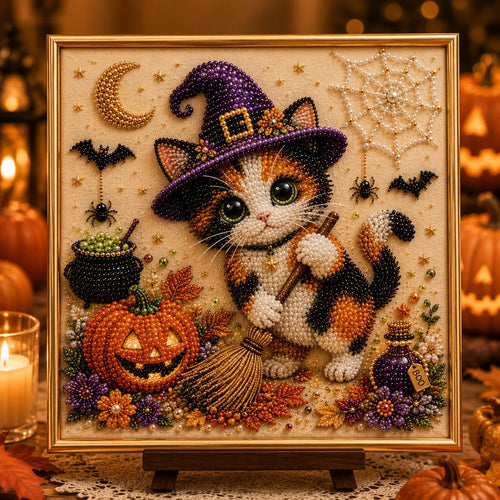 DIY Halloween Cat Pearl Bead Painting Kit 🐈‍⬛🎃 Buy 2 Get Free Shipping📦