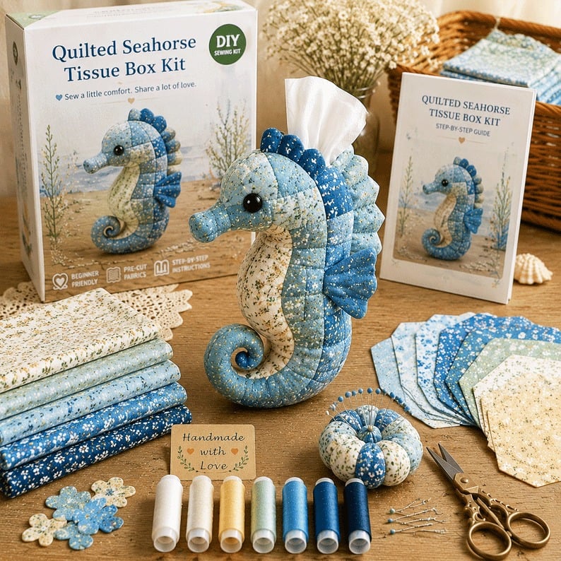 🧵 Quilted sea Animal Tissue Box DIY Kit💖