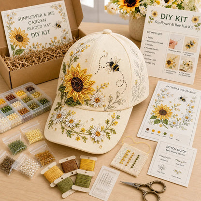 🧢🌸 Hummingbird Garden Beaded Hat DIY Kit | Handmade Floral Cap for Daily Wear & Outdoor Styling 🌿🪡