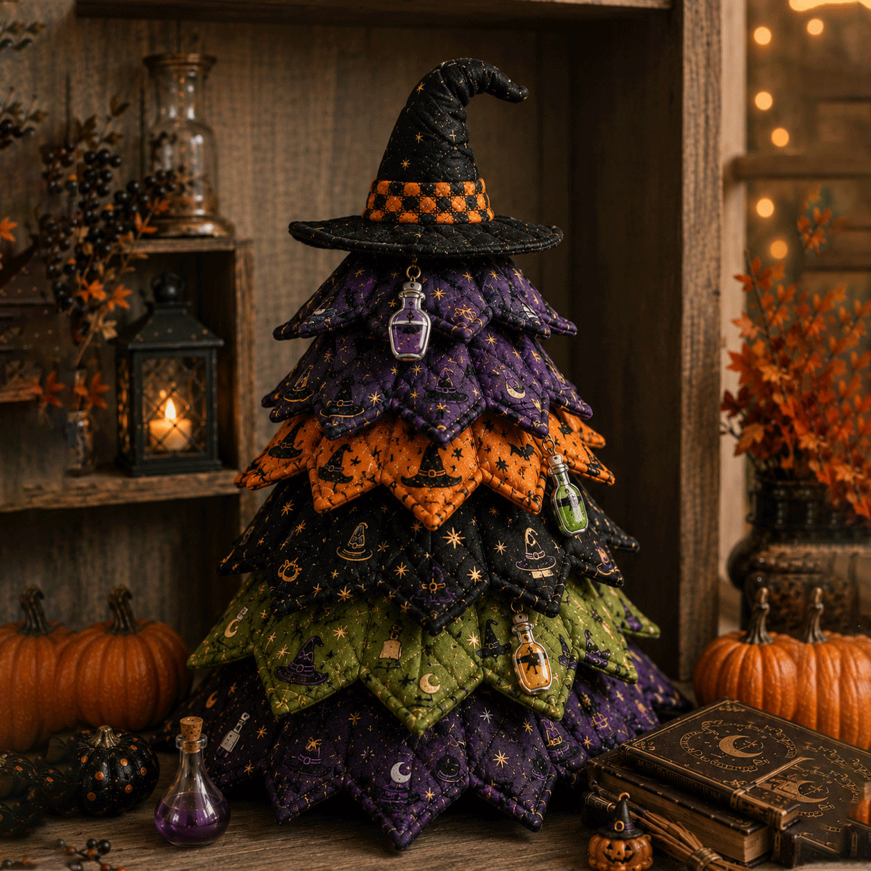 🎃DIY Halloween Quilted Fabric Tree Kit🧵(Must be assembled by hand)