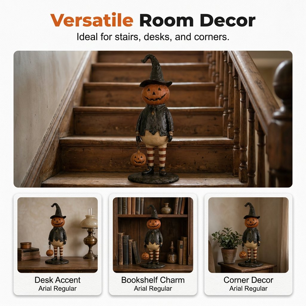 🎃 Pumpkin Witch Lantern Halloween Statue