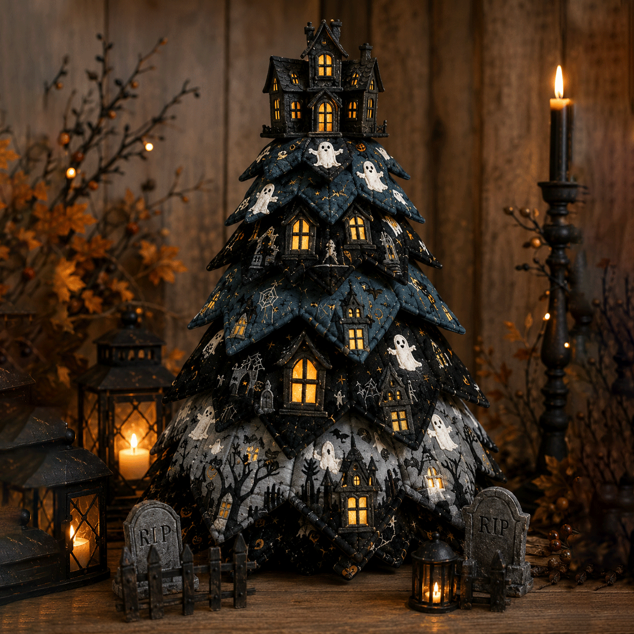 🎃DIY Halloween Quilted Fabric Tree Kit🧵(Must be assembled by hand)