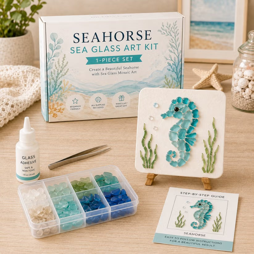 🐋🌊 DIY Sea Glass Mosaic Art Kit – Create Beautiful Ocean-Inspired Artwork with Colorful Glass Pieces