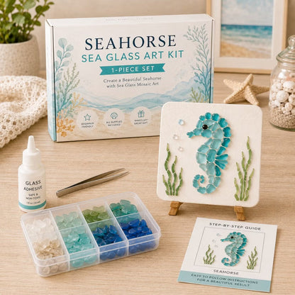 🐋🌊 DIY Sea Glass Mosaic Art Kit – Create Beautiful Ocean-Inspired Artwork with Colorful Glass Pieces