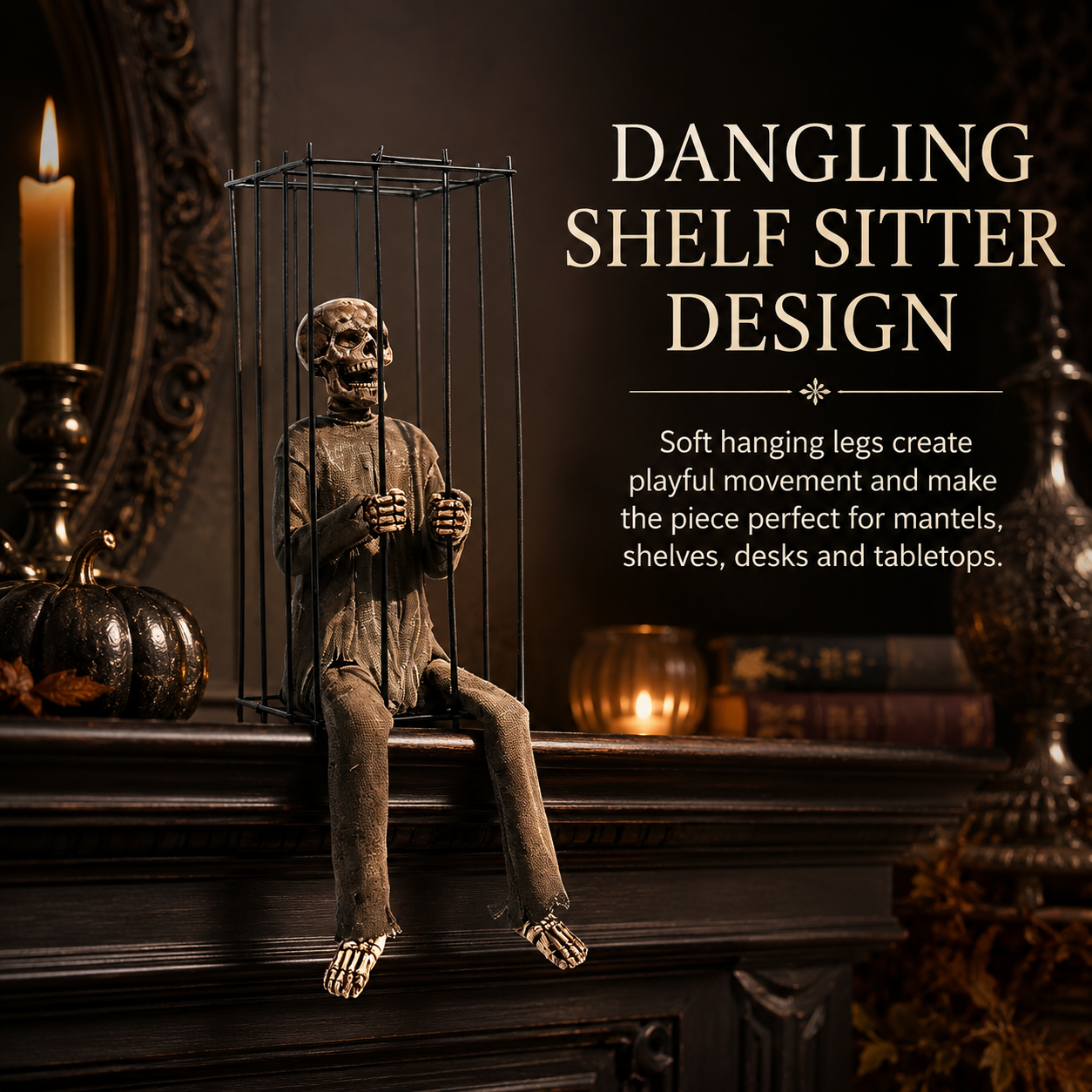 💀The Forgotten Prisoner Caged Skeleton Shelf Sitter