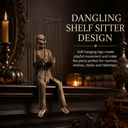 💀The Forgotten Prisoner Caged Skeleton Shelf Sitter