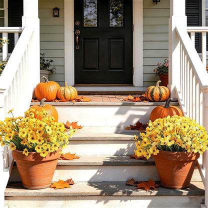 Artificial  Fall Flowers Faux Mums for Outdoor Planters