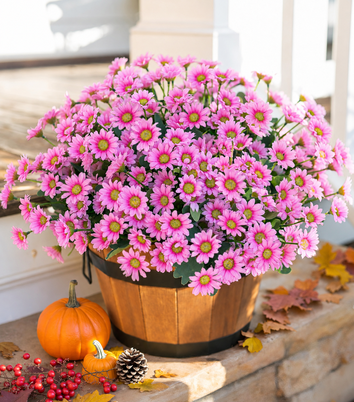 Outdoor Faux Mum Flower Bundles