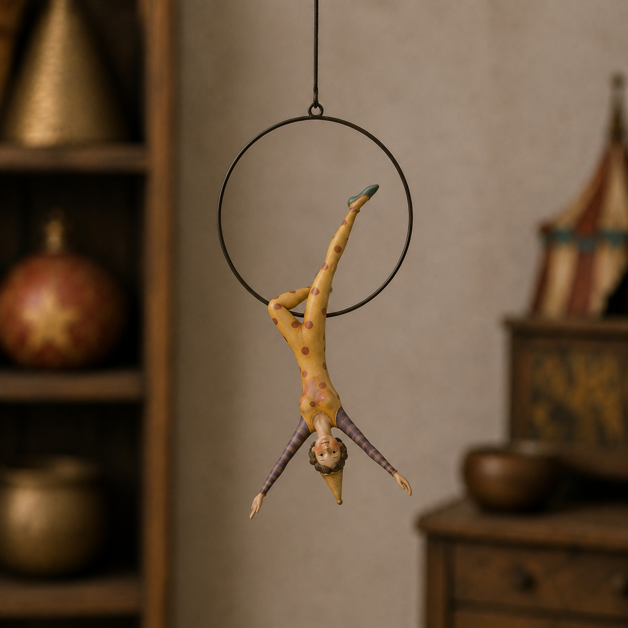 The Showstopper yellow aerial hoop acrobat