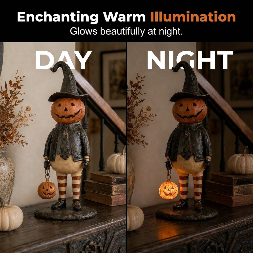 🎃 Pumpkin Witch Lantern Halloween Statue