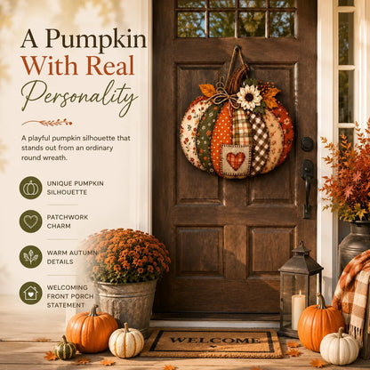🍂🎃Autumn Retro Patchwork Pumpkin Door Hanging with Lights