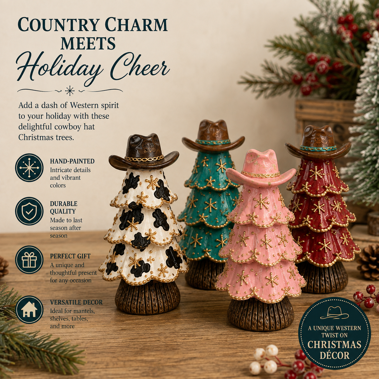 Western Cowboy Christmas Tree Figurines