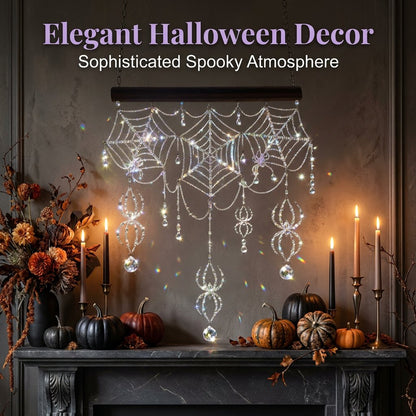 🕷️ Handmade 3D Crystal Spiderweb Suncatcher | Ready-to-Hang Window Decor