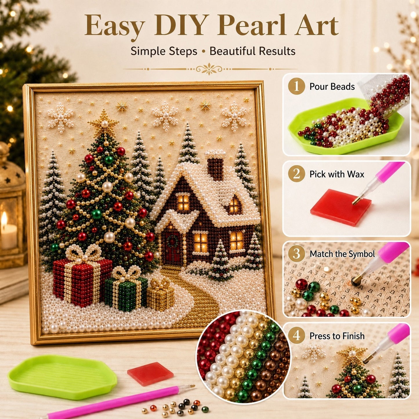 🎄🎅 Premium 3D Pearl Christmas Wall Art Kit