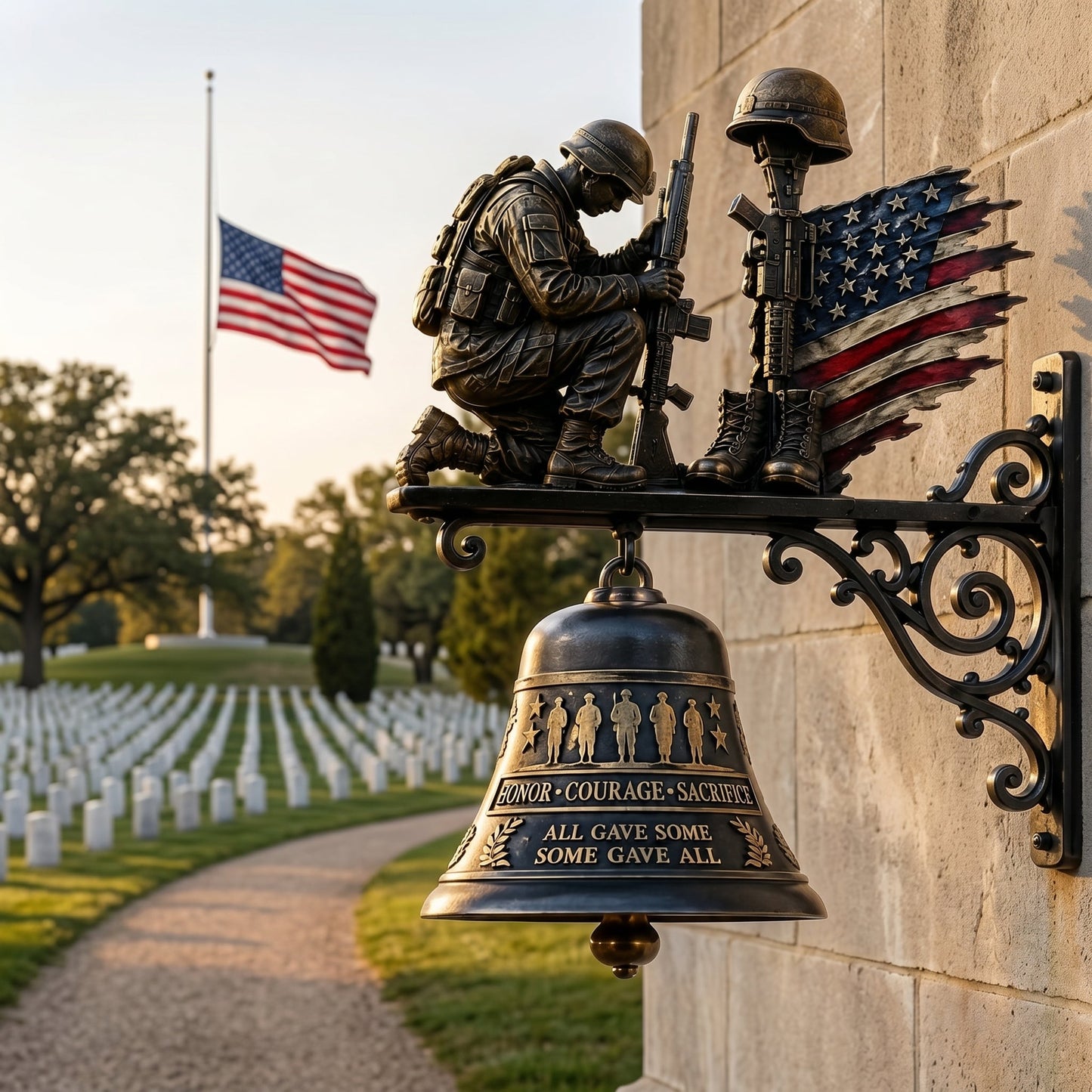 "Honor Courage Sacrifice" Fallen Soldier Wall Bell – A Tribute That Rings Forever