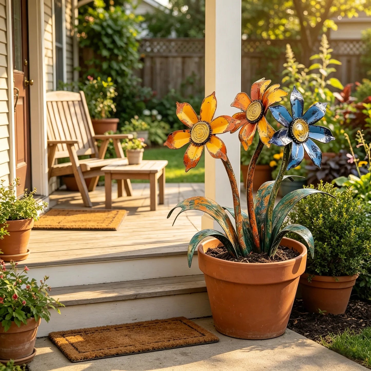🌼2026 Mother's Day Gifts 50% Off--💖🎁Handcrafted Rustic Metal Flower Garden Stakes