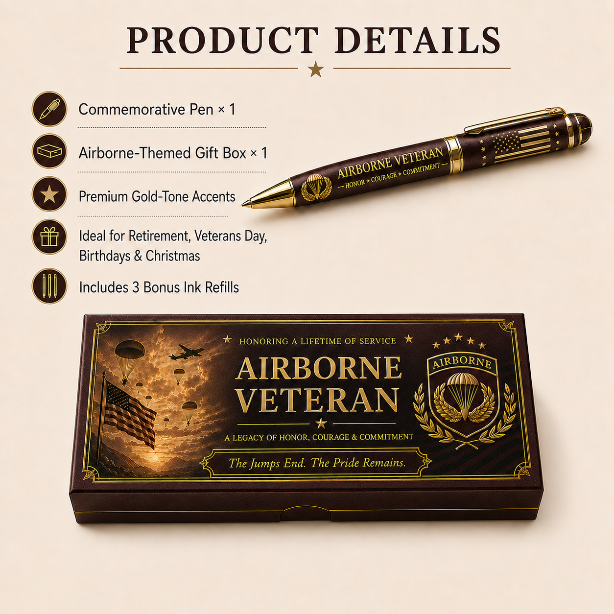 🪂Airborne Veteran Honor & Courage Keepsake Pen