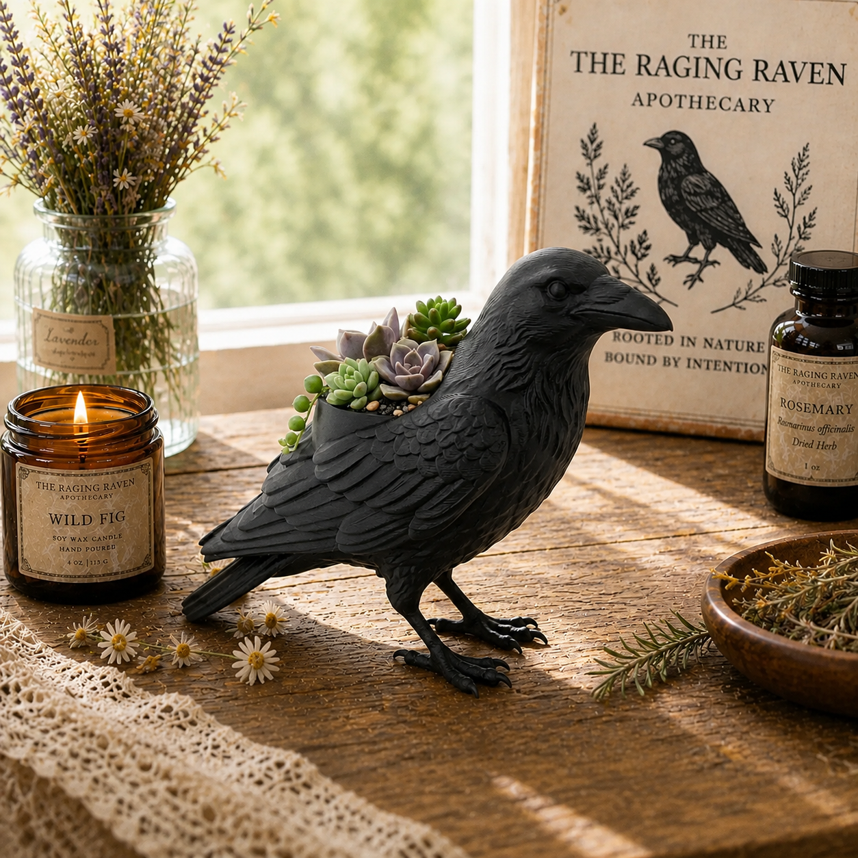 🎁Last Day 49% OFF - Crow Garden Planter – Rustic Bird Accent for Succulents & Small Plants
