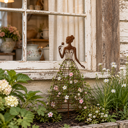 Vintage Lady Garden Trellis Stake