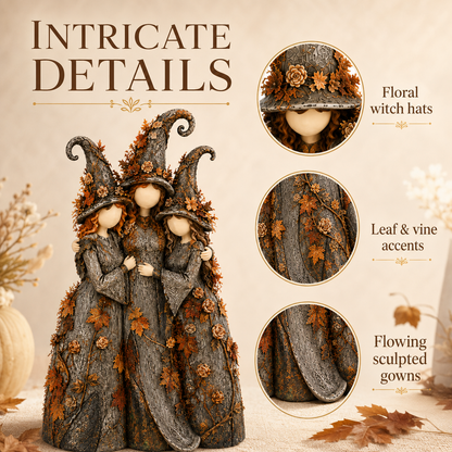 🍂Vintage Autumn Witch Sisters Sculpture
