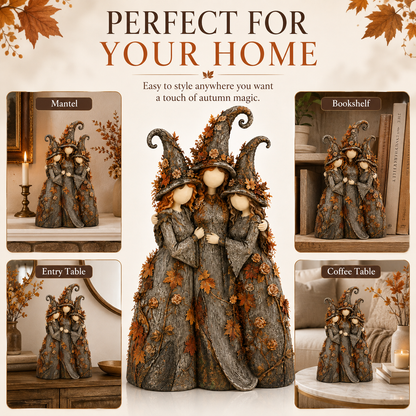 🍂Vintage Autumn Witch Sisters Sculpture