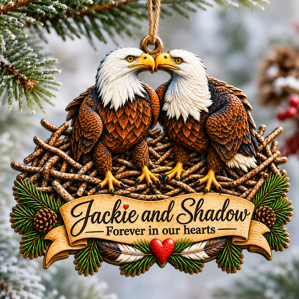 Jackie and Shadow bald eagle keepsake ornament