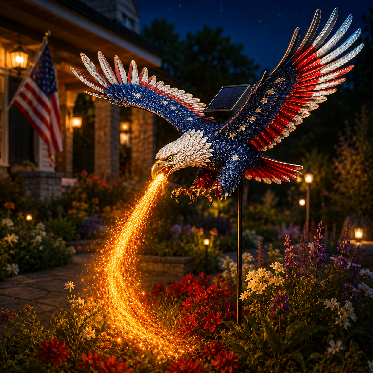 Close-up of Freedom Eagle garden light