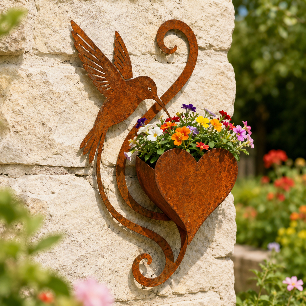 Hummingbird flower wall planter