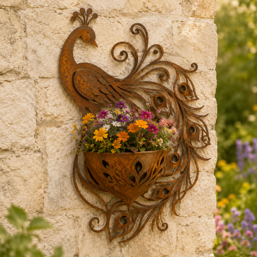 Peacock wall planter