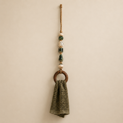🔥LAST DAY 58% OFF-2027 Fellime®Decorative Beaded Towel Hanger with Wooden Ring