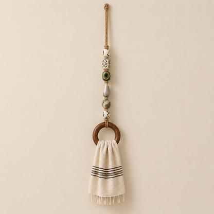 🔥LAST DAY 58% OFF-2027 Fellime®Decorative Beaded Towel Hanger with Wooden Ring