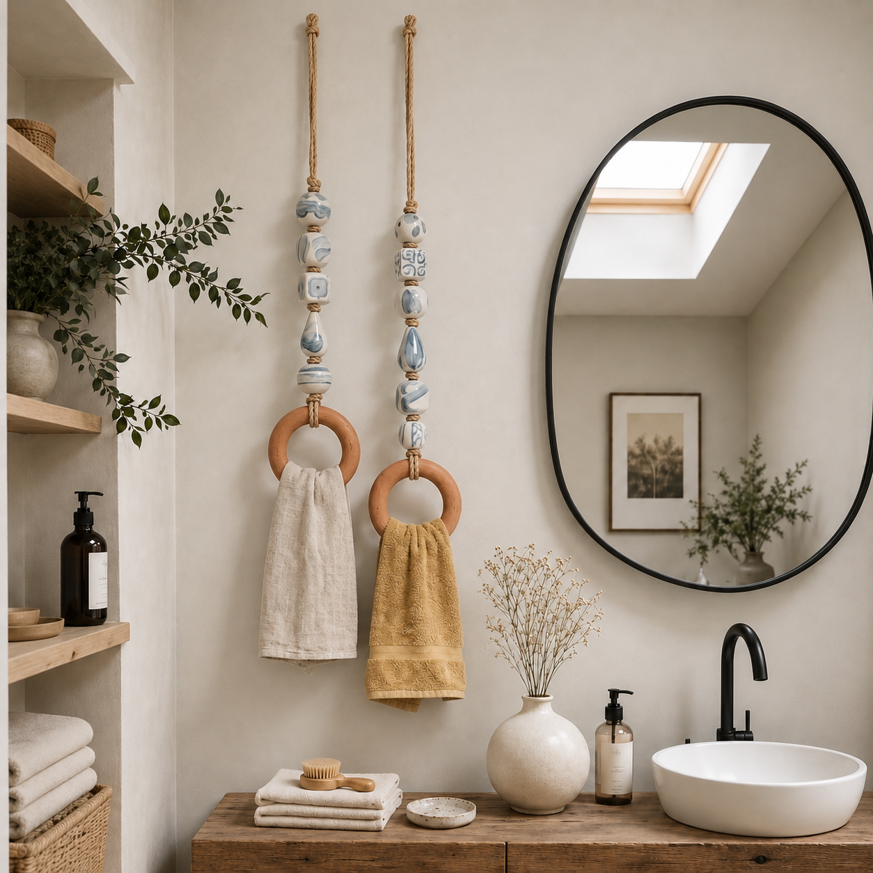 🔥LAST DAY 58% OFF-2027 Fellime®Decorative Beaded Towel Hanger with Wooden Ring