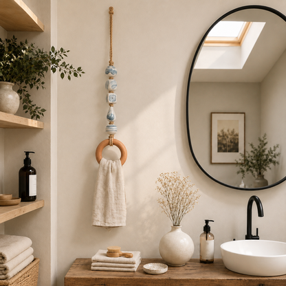 🔥LAST DAY 58% OFF-2027 Fellime®Decorative Beaded Towel Hanger with Wooden Ring