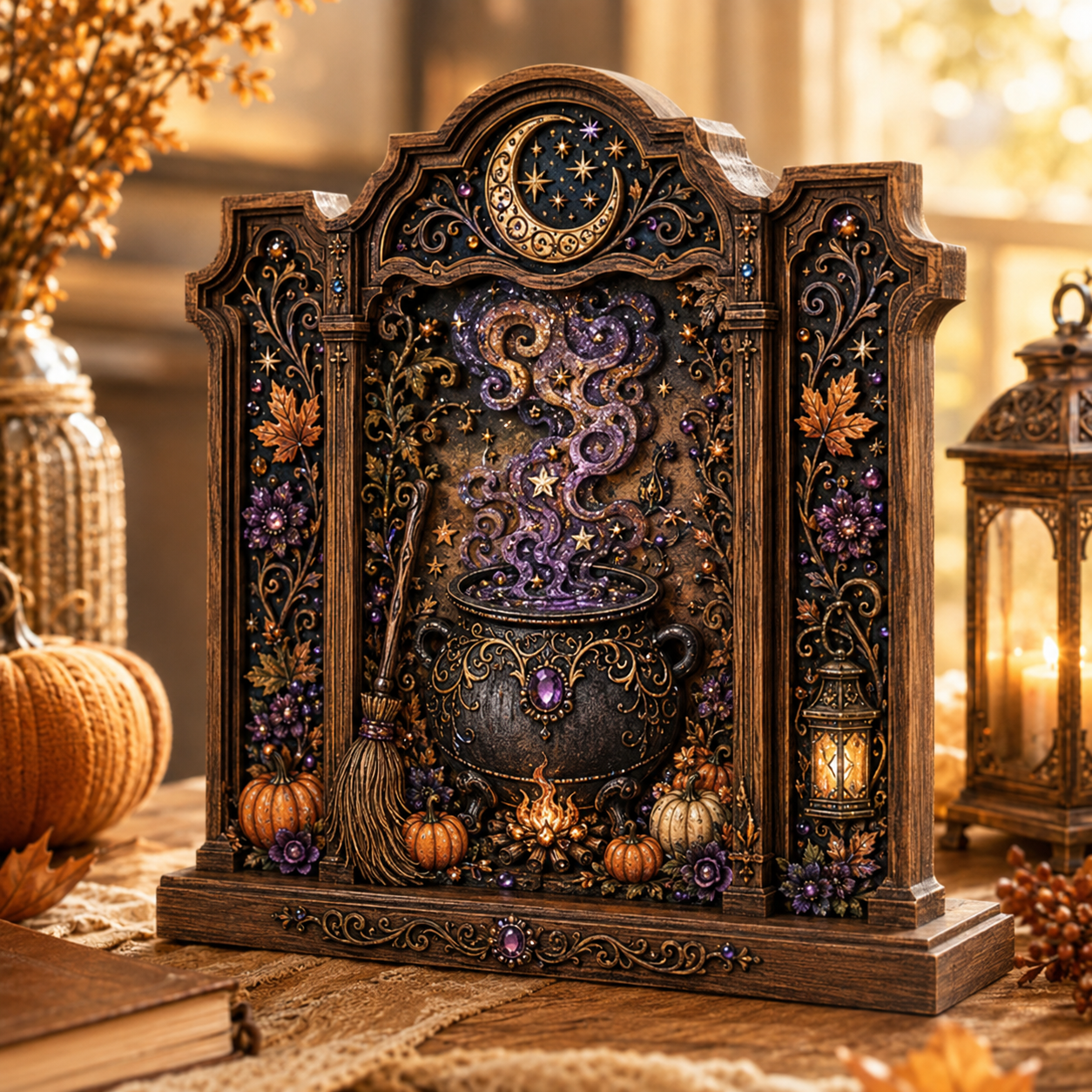 ✨ Mystical Moonlit Witch Tabletop Decor