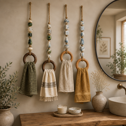 😍Beaded Wooden Ring Towel Holder