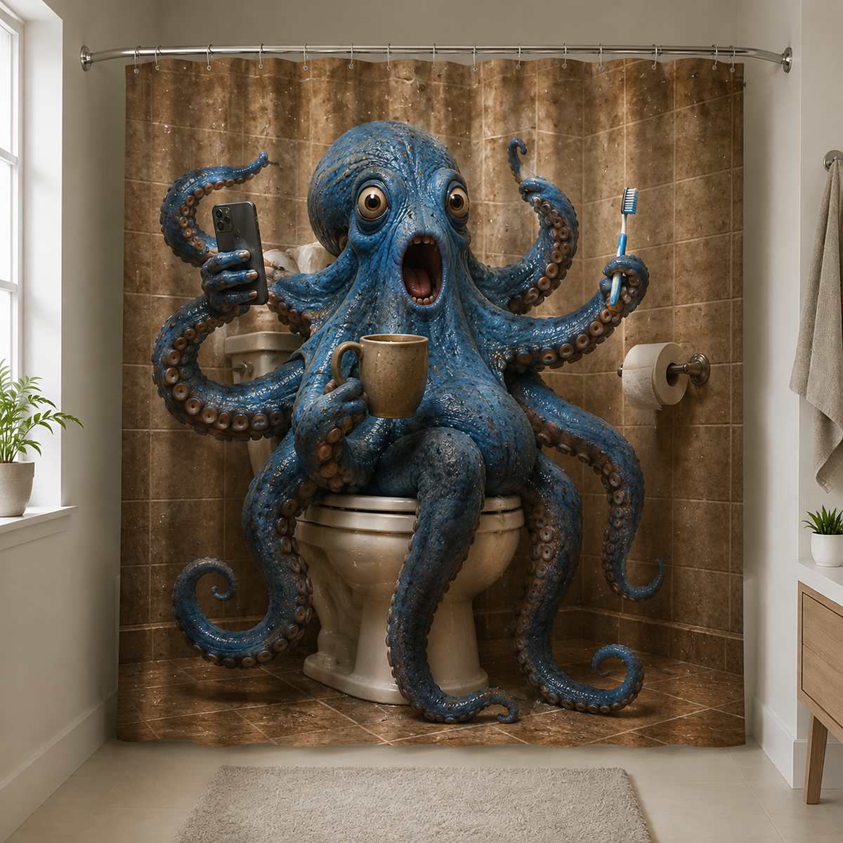 Style E Octopus Shower Curtain