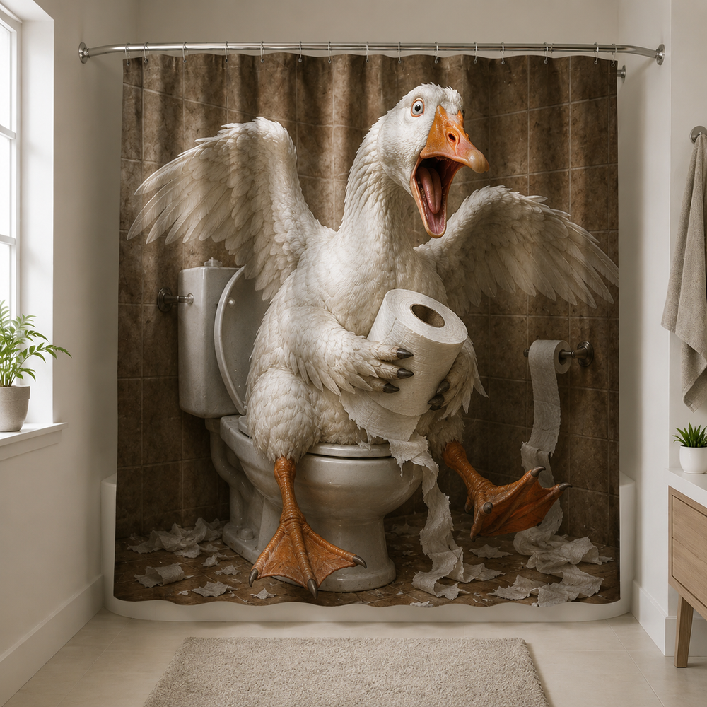 Funny goose bathroom curtain
