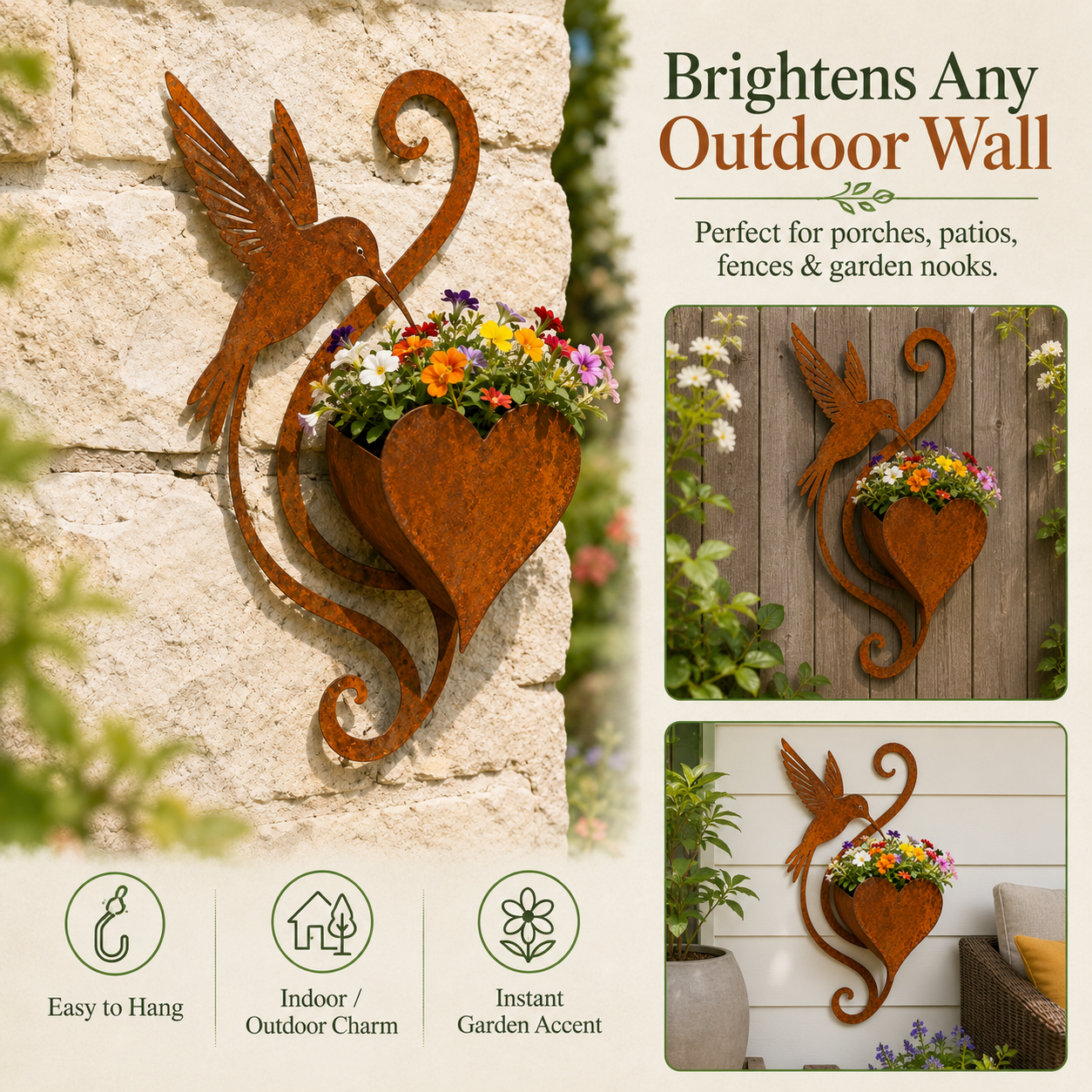 Garden wall planter displayed on different walls