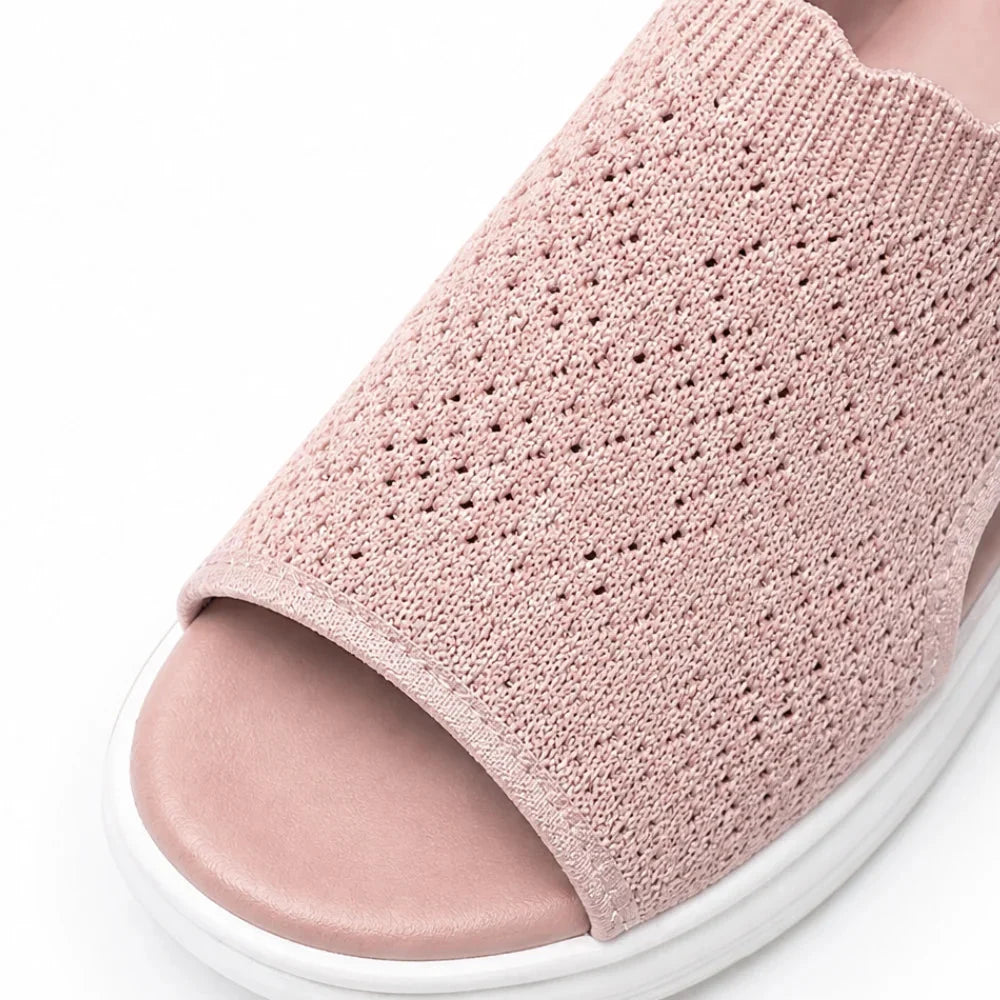 Aurelle – Knit Platform Sandals with Cushioned Sole and Slingback